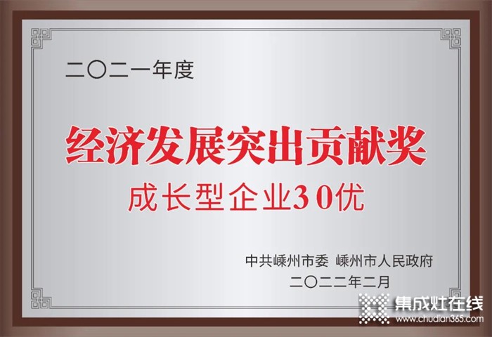 藍(lán)炬星集成灶榮獲嵊州市“經(jīng)濟(jì)發(fā)展突出貢獻(xiàn)獎(jiǎng)”